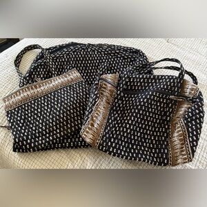 Vera Bradley Travel Luggage set Black Brown Zebra Quilted Pattern Set of 3